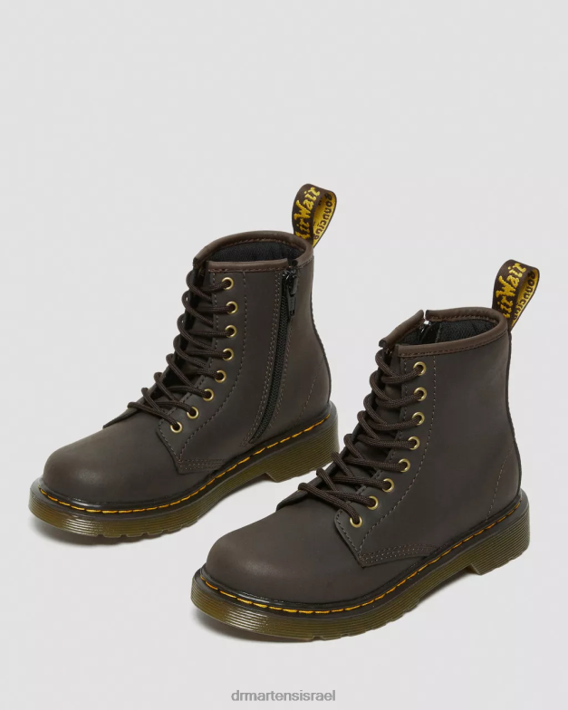 מגפי שרוכים מעור junior 1460 wildhorse Dr. Martens סוס בר בגוון חום כהה הַנעָלָה N8BB8440