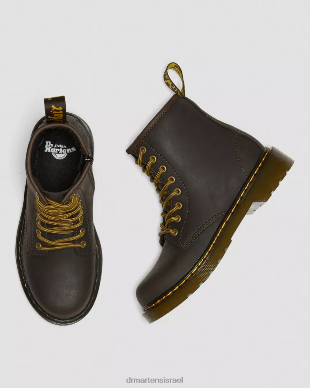 מגפי שרוכים מעור junior 1460 wildhorse Dr. Martens סוס בר בגוון חום כהה הַנעָלָה N8BB8440