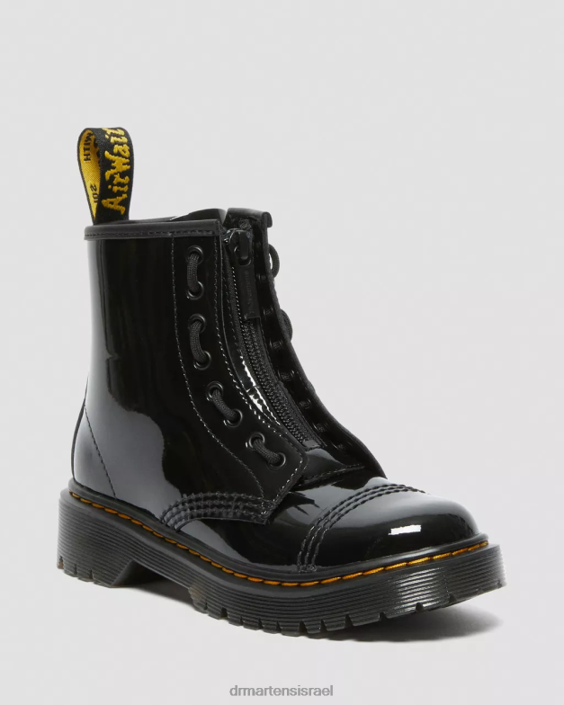 מגפי עור לקט של junior sinclair bex Dr. Martens lucido שחור & פטנט מנורה הַנעָלָה N8BB8437