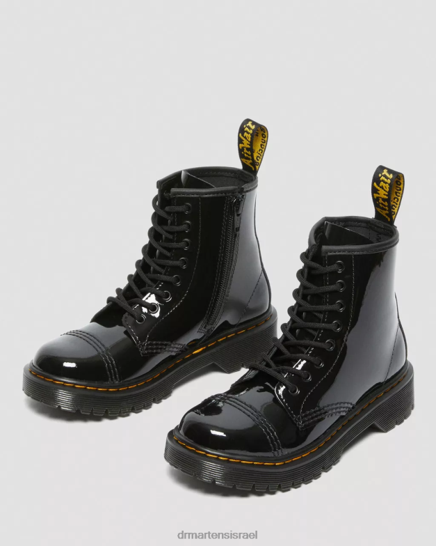 מגפי עור לקט של junior sinclair bex Dr. Martens lucido שחור & פטנט מנורה הַנעָלָה N8BB8437