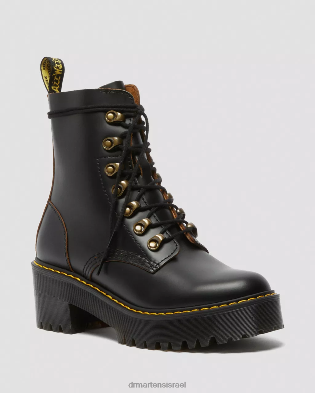 מגפי עור חלקים של leona וינטג' Dr. Martens וינטג' שחור חלק הַנעָלָה N8BB8205
