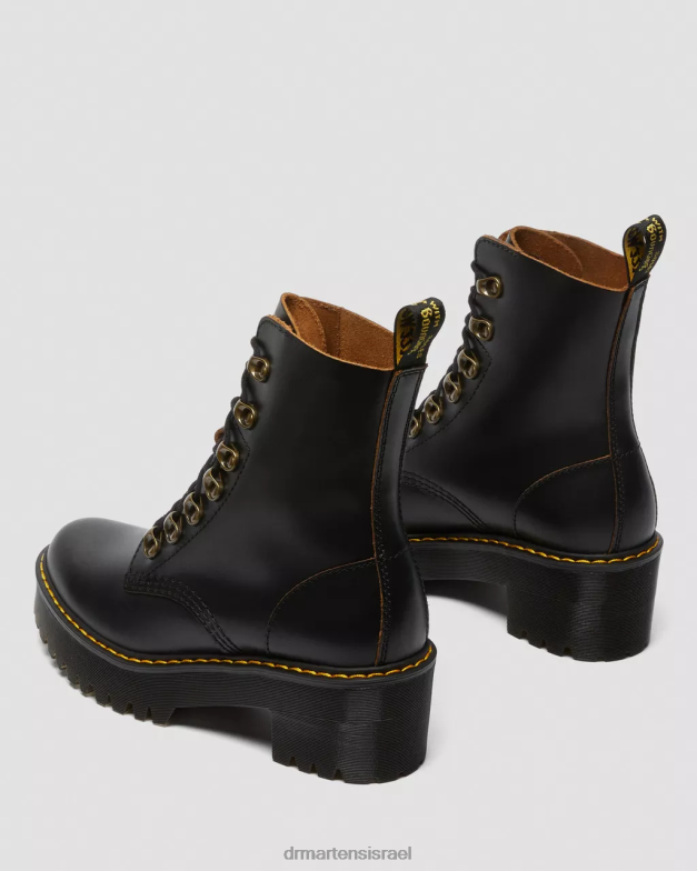 מגפי עור חלקים של leona וינטג' Dr. Martens וינטג' שחור חלק הַנעָלָה N8BB8205