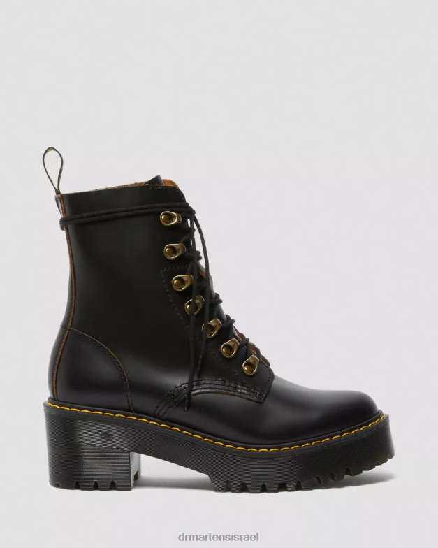 מגפי עור חלקים של leona וינטג' Dr. Martens וינטג' שחור חלק הַנעָלָה N8BB8205