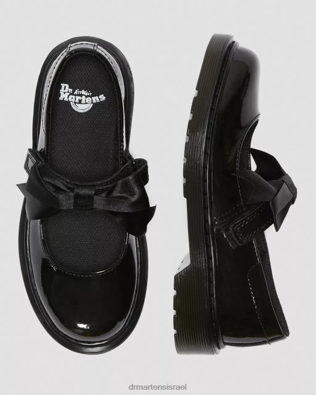 נעלי ג'וניור maccy ii עור פטנט של מרי ג'יין Dr. Martens lucido שחור & פטנט מנורה הַנעָלָה N8BB8435