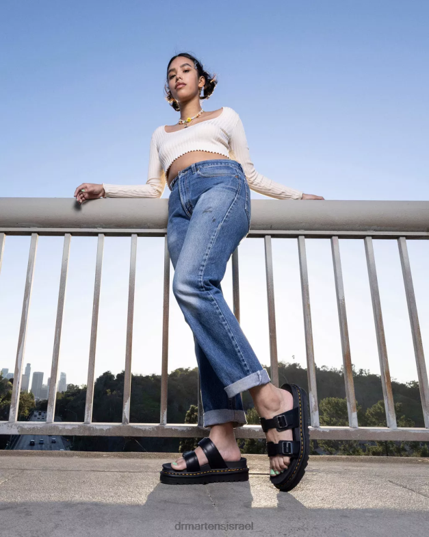 סנדלי החלקה עם אבזם עור myles brando Dr. Martens ברנדו שחור הַנעָלָה N8BB8251