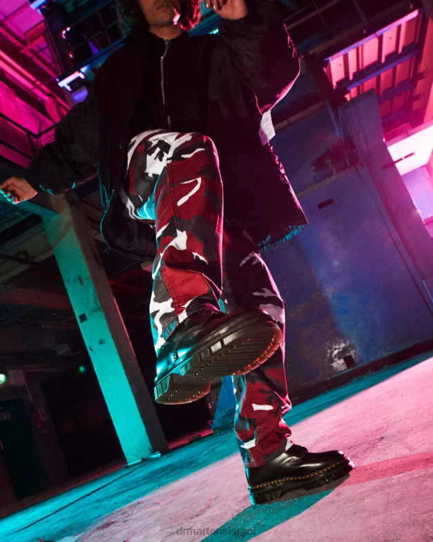 מגפי שרוכים מעור חלק של rikard Dr. Martens שחור מלוטש חלק הַנעָלָה N8BB8136