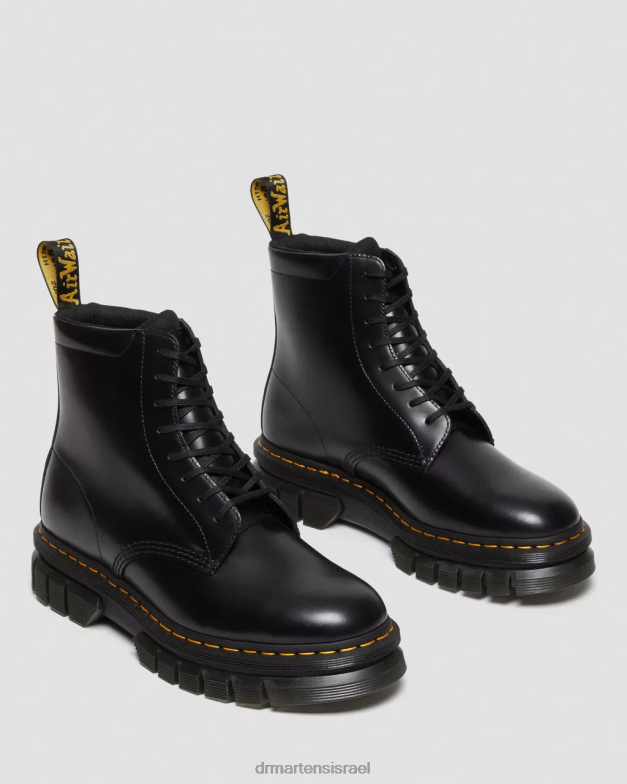 מגפי שרוכים מעור חלק של rikard Dr. Martens שחור מלוטש חלק הַנעָלָה N8BB8136