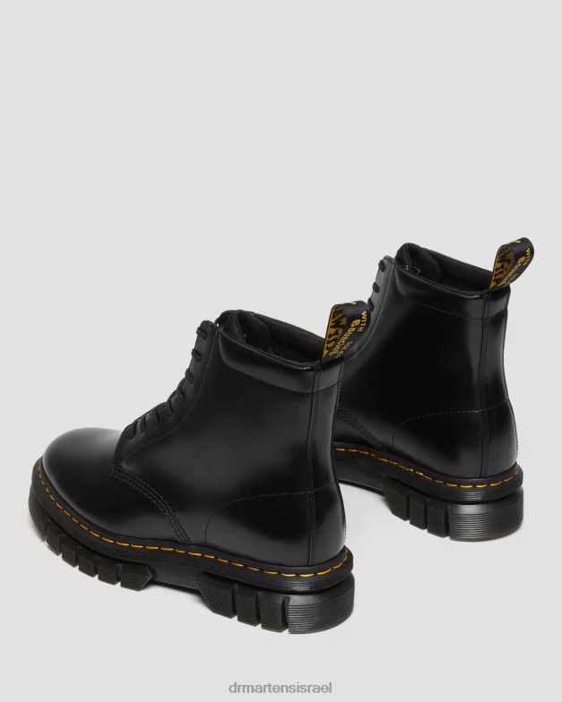 מגפי שרוכים מעור חלק של rikard Dr. Martens שחור מלוטש חלק הַנעָלָה N8BB8136