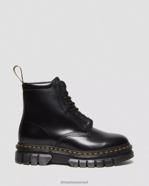 מגפי שרוכים מעור חלק של rikard Dr. Martens שחור מלוטש חלק הַנעָלָה N8BB8136