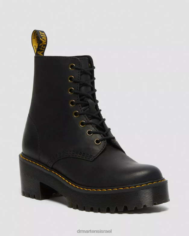 shriver hi ויומינג מגפיים עם עקבים מעור Dr. Martens ויומינג מבריק שחור הַנעָלָה N8BB840