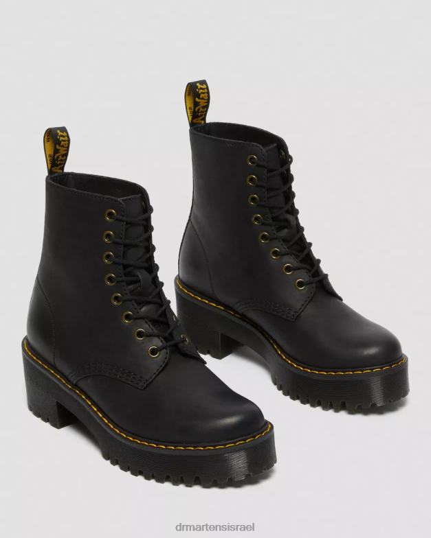 shriver hi ויומינג מגפיים עם עקבים מעור Dr. Martens ויומינג מבריק שחור הַנעָלָה N8BB840