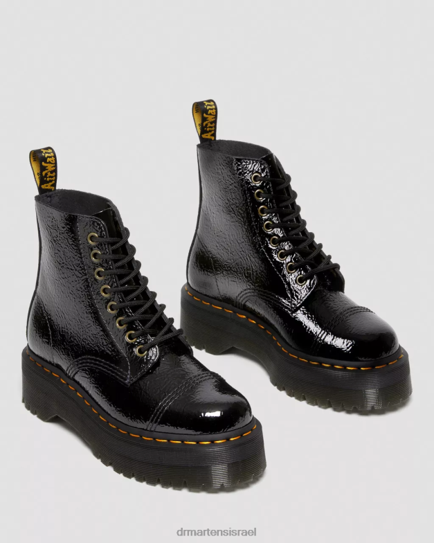מגפי פלטפורמה מעור לכה במצוקה של sinclair Dr. Martens פטנט במצוקה שחור הַנעָלָה N8BB8118