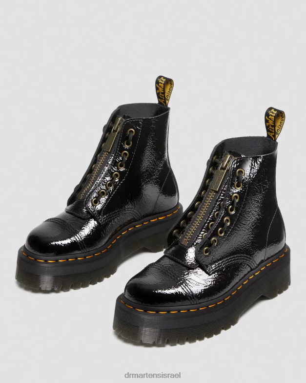 מגפי פלטפורמה מעור לכה במצוקה של sinclair Dr. Martens פטנט במצוקה שחור הַנעָלָה N8BB8118