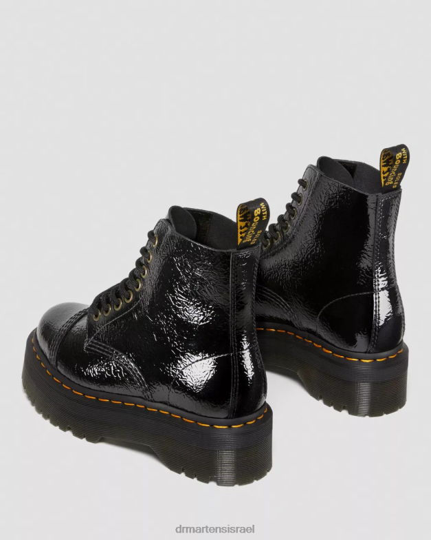 מגפי פלטפורמה מעור לכה במצוקה של sinclair Dr. Martens פטנט במצוקה שחור הַנעָלָה N8BB8118