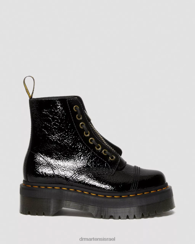 מגפי פלטפורמה מעור לכה במצוקה של sinclair Dr. Martens פטנט במצוקה שחור הַנעָלָה N8BB8118
