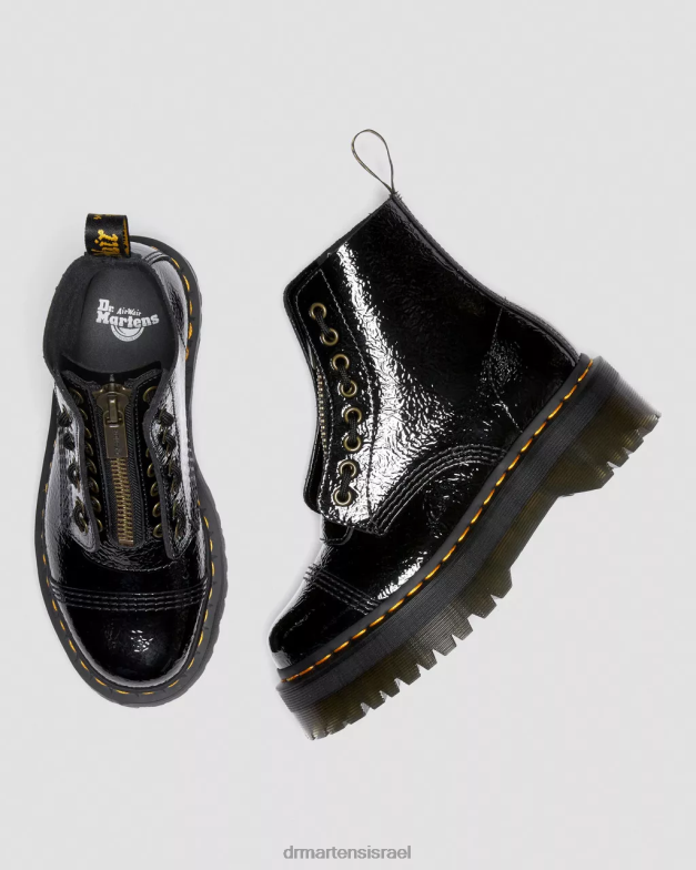מגפי פלטפורמה מעור לכה במצוקה של sinclair Dr. Martens פטנט במצוקה שחור הַנעָלָה N8BB8118