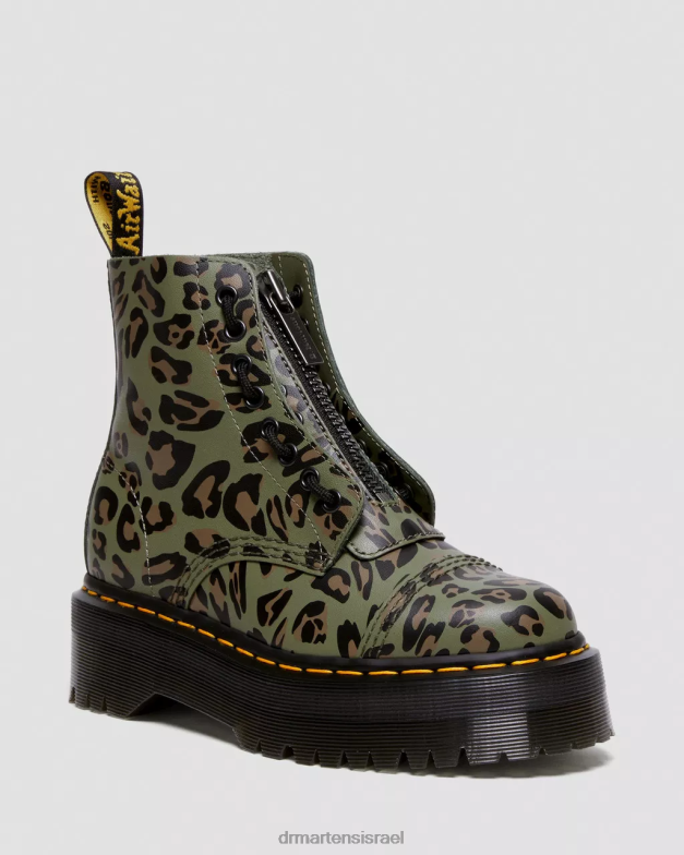 מגפי פלטפורמה בהדפס נמר מעוות של sinclair Dr. Martens מאש אפ פרחוני ירוק חאקי k hydro הַנעָלָה N8BB8128