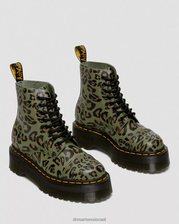 מגפי פלטפורמה בהדפס נמר מעוות של sinclair Dr. Martens מאש אפ פרחוני ירוק חאקי k hydro הַנעָלָה N8BB8128