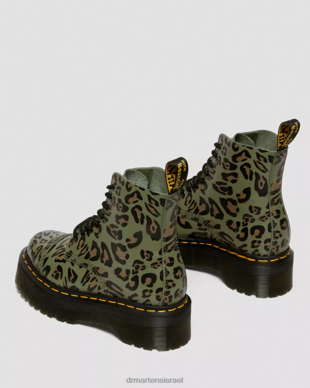 מגפי פלטפורמה בהדפס נמר מעוות של sinclair Dr. Martens מאש אפ פרחוני ירוק חאקי k hydro הַנעָלָה N8BB8128