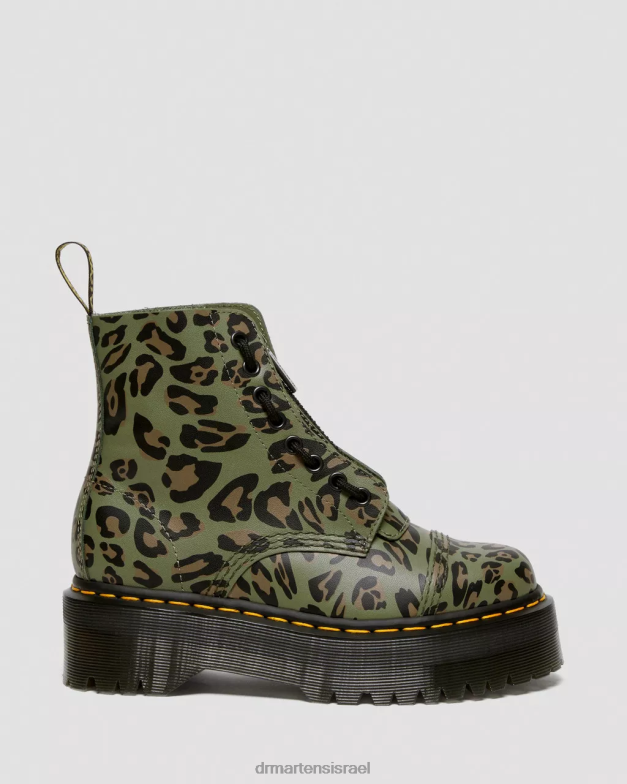 מגפי פלטפורמה בהדפס נמר מעוות של sinclair Dr. Martens מאש אפ פרחוני ירוק חאקי k hydro הַנעָלָה N8BB8128