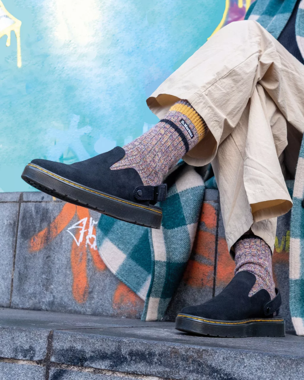 פרדות slingback קז'ואל זמש של קרלסון Dr. Martens זמש שחור e.h הַנעָלָה N8BB8349