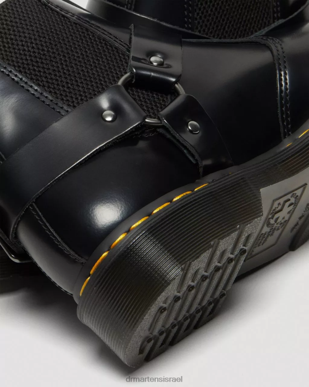 מגפי אבזם מעור חלק של wincox Dr. Martens שחור מלוטש חלק הַנעָלָה N8BB8134