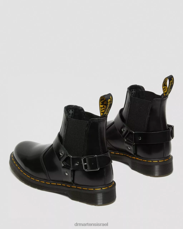מגפי אבזם מעור חלק של wincox Dr. Martens שחור מלוטש חלק הַנעָלָה N8BB8134
