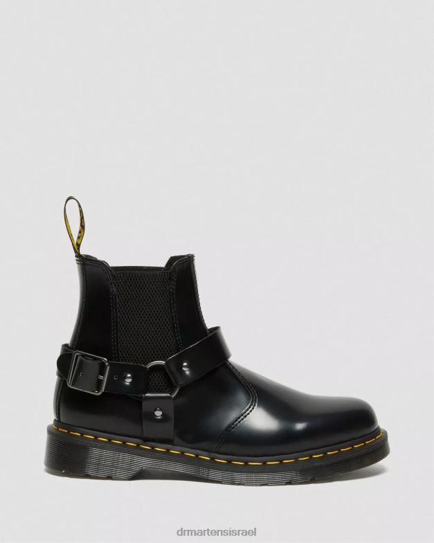 מגפי אבזם מעור חלק של wincox Dr. Martens שחור מלוטש חלק הַנעָלָה N8BB8134