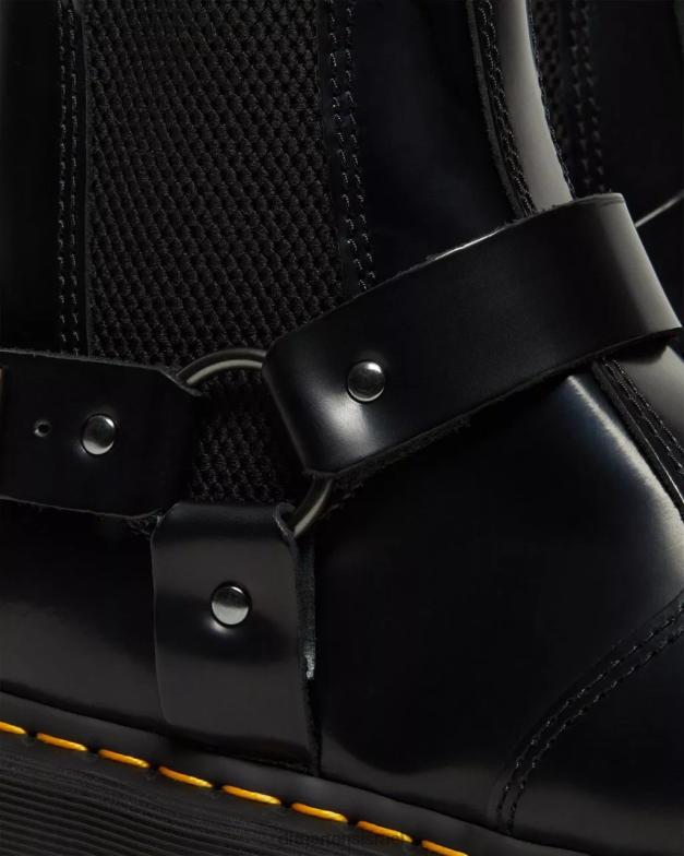 מגפי אבזם מעור חלק של wincox Dr. Martens שחור מלוטש חלק הַנעָלָה N8BB8134