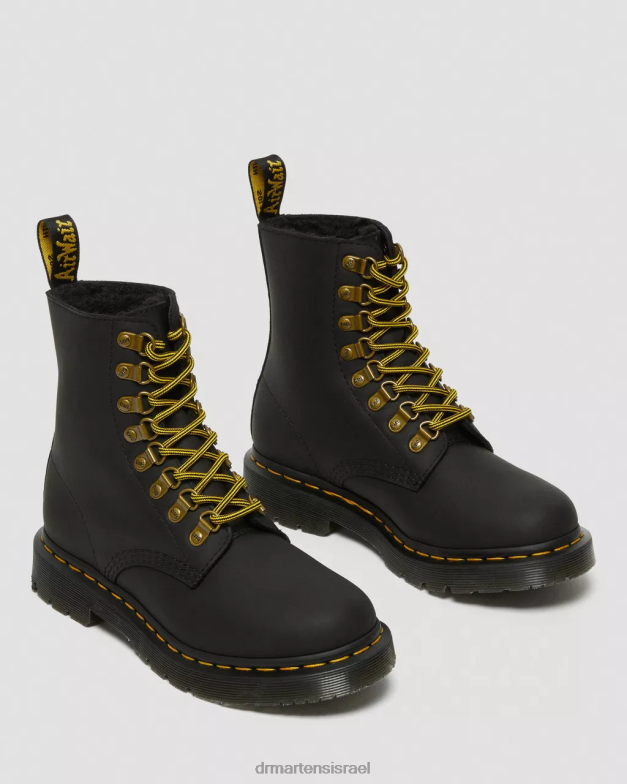 מגפי שרוכים מעור wintergrip 1460 pascal dm Dr. Martens מפלסת שלג שחורה הַנעָלָה N8BB8156