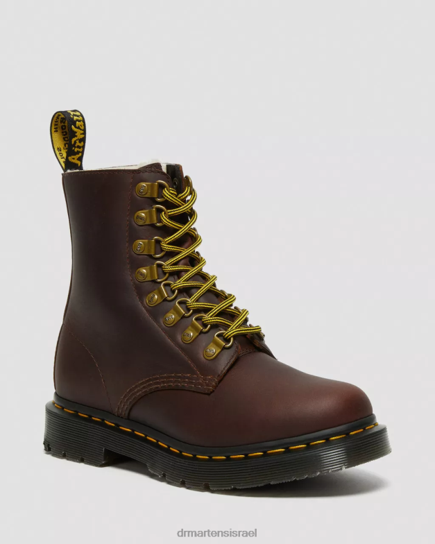 מגפי שרוכים מעור wintergrip 1460 pascal dm Dr. Martens מפלסת שלג חומה הַנעָלָה N8BB8171