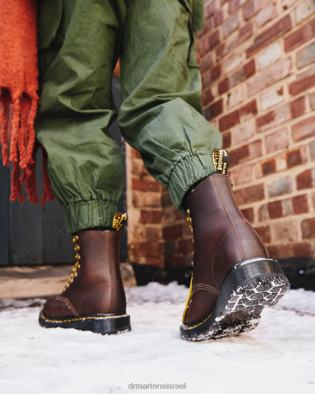 מגפי שרוכים מעור wintergrip 1460 pascal dm Dr. Martens מפלסת שלג חומה הַנעָלָה N8BB8171