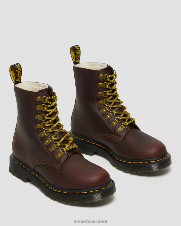 מגפי שרוכים מעור wintergrip 1460 pascal dm Dr. Martens מפלסת שלג חומה הַנעָלָה N8BB8171