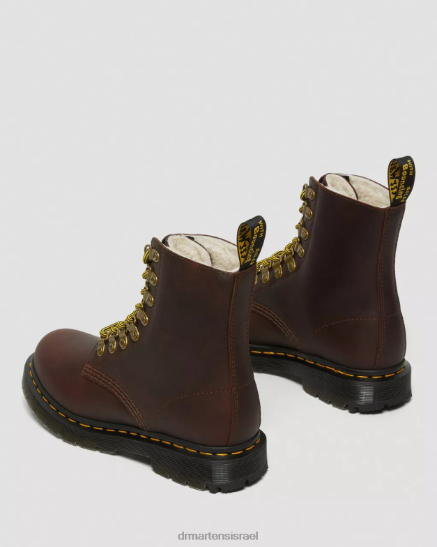 מגפי שרוכים מעור wintergrip 1460 pascal dm Dr. Martens מפלסת שלג חומה הַנעָלָה N8BB8171