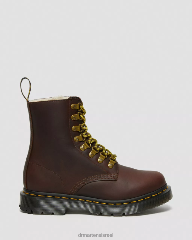 מגפי שרוכים מעור wintergrip 1460 pascal dm Dr. Martens מפלסת שלג חומה הַנעָלָה N8BB8171